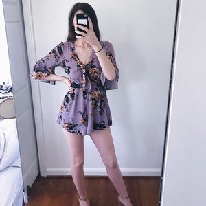 Purple floral romper